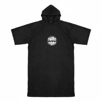 SURFMORE badeponcho til voksne - Bomuld - Sort
