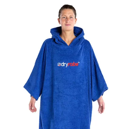 dryrobeÂ® Badeponcho i økologisk bomuld Short Sleeve - Royal Blue